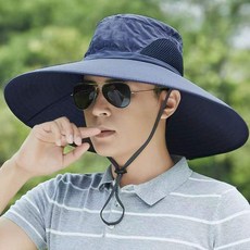 Sheng Yuan 男士大帽簷遮陽帽 戶外釣魚登山防風漁夫帽