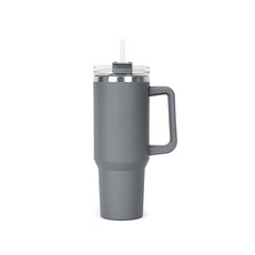 LONGGU 텀블러 1200ml 대용량 손잡이 와 빨대가 있는 스텐 내병 텀블러, 5개, 그레이