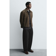 ZARA 자라 남성 스니커즈 슈즈 포멀 레더 마스크 디테일 가죽 모카신 - 브라운 180191