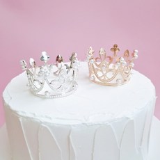 진주 티아라 M 왕관 토퍼 케이크 장식 웨딩 소품 12P, 1개, 실버12P