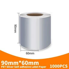 무광택 실버 PET 바코드 라벨 100 90 mm 열전사 리본 프린터 스티커 빈, 23 90X60mm X1000PCS