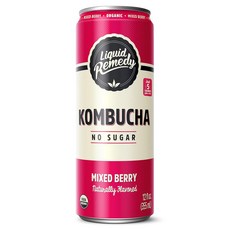 리퀴드 레미디 콤부차 무설탕 음료 저칼로리 장 을 위한 프로바이오틱스 - 진저 레몬 12 Fl Oz, 1개, 355ml