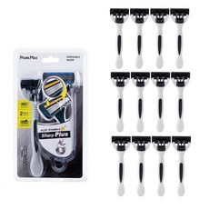 PureEdge 6중날 일회용 12EA 대용량 가성비 면도기세트 쉐이빙폼 3개 포함, 12개, 2