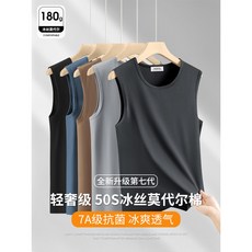 男士夏季莫代爾冰絲背心 寬肩健身運動坎肩 涼感打底汗衫