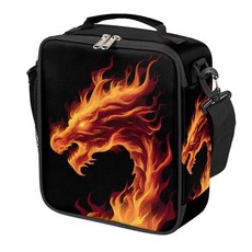 Cfpolar 스컬 스케이트보드 런치 박스 남아 여아용 단열 백 재사용 가능한 미니 쿨러 토트 박스 보온 식사 키트 어깨 스트랩 포함 직장 학교 피크닉용 173554, C-애니멀 플레임 드래곤 25