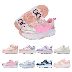 PHTEER 롤러슈즈 패션 바퀴달린 운동화 롤러스케이트 4륜 F07, 핑크색, 1개