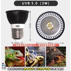 放風水族 UVA UVB全光譜曬背燈 爬蟲太陽燈 補鈣燈 蜥蜴陸龜烏龜曬背燈 守宮蛇蠍子, 1個, 【UVB - 5.0】LED曬背燈