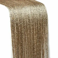 3x3m 플래시 라인 반짝이는 술 스트링 커튼 도어 창 장식 디바이더 커튼 반짝이 밸런스 홈 인테리어, W300cm x H100cm, 05 White