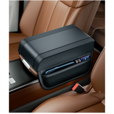 CABULE 자동차 팔걸이 쿠션 차량 팔거치대 가죽 팔쿠션 차량용팔걸이쿠션 차량용품, 블랙, 1개