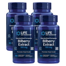 라이프익스텐션 표준화 유럽산 빌베리 추출물 100mg, 90회분, 4개
