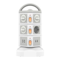 Soopii 4000W고용량 10구 USB 멀티탭 배선차단 캠핑 타워 안전 멀티콘센트 2M TPS10, 1개, 화이트