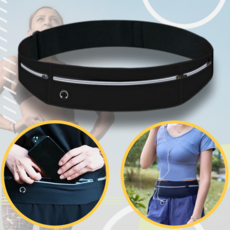 오하나스토어 스포츠 런닝벨트 남녀공용 초경량 방수 힙색 반사띠 조절형 스트랩 벨크로 섬유 걸쇠 지퍼포켓 휴대폰 카드 차키 수납, 클래식블랙, 1개