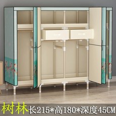 조립식 문달린 간이 옷장 비키니옷장 자취방 이불장 접이식 원룸 드레스룸, 215cm 숲 + 서랍