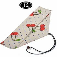 餐具收納綁繩收納袋 - 三角便攜餐具袋 刀叉湯匙筷子環保吸管收納袋 餐袋 婚禮小物, 1個, 橫開綁繩款, 櫻桃