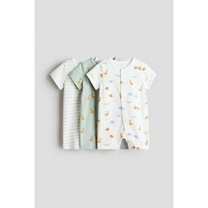 H&M 브랜드관 쇼트 파자마 수트 3피스 세트 라이트 그린/동물 1333812004