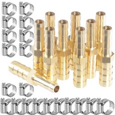 Sctihwelire 황동 호스 바브 리듀서 3피스 25mm(1인치) ~ 16mm(5/8인치) 스플라이서 멘더 리듀싱 스테인리스 스틸 파이프 클램프 에어 수리 키트 라인/연료/, 5/16" (8mm) to 1/4" (6mm)