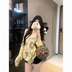 薄款卡通印花長袖防曬T恤罩衫 夏季新款寬鬆百搭休閒上衣