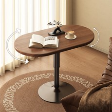H N Quality Home 상판회전 높이조절 이동형 사이드 테이블 다용도, 월넛 색
