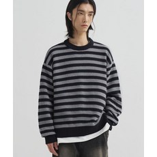 [백화점 정품] 드로우핏 스퀘어 스트라이프 코튼 풀오버 니트 D.네이비