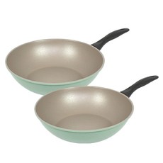 셰프리아 파스텔 민트 라이트 프라이팬 2종, 1세트, 궁중팬28cm + 궁중팬28cm, 그린