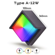 RGBCW 투야 LED 야외 벽등 6W12W 스마트 방수 앱 제어 현관 벽 조명 Alexa Google Home 연동, With Remote, 5)A 12W