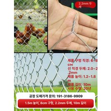 울타리 철망 펜스 휀스 축사 메쉬휀스 그물망 양계망, 22.[닭, 오리, 거위 사육장] 높이 1.5m, 구멍, 1개