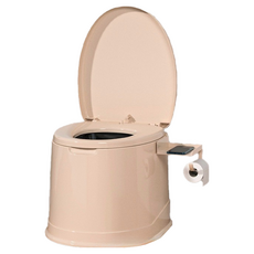 日式可移動馬桶 老人孕婦兒童坐便椅 行動馬桶 孕婦坐便器 加高便盆椅, 卡其色（附帶蓋內桶+空心桶）+馬桶刷, 1個