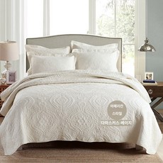 순면 양면 럭셔리 베드 침대 라이트 퀼트 커버 230x250cm, 싱글 침대 커버 230x250 cm, A. 다마스커스 베이지