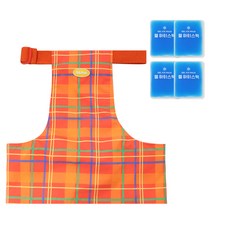 유앤펫 강아지 체크 아이스팩 포켓 여름 쿨조끼 중형견 대형견, 오렌지체크(아이스팩4개), 1개