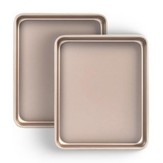 shinsin 베이킹용 토스터 오븐 팬 2팩 22.9 x 27.9cm(9 11인치) 식기 트레이 쿠키 베이킹 시트 및 사용 세트 cven용 트레이 교체 두꺼운 57% 튼튼한, 골드-27.9x22.9x2.5cm(11x9x1인치)