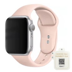 Mohallab Apple Watch 3/4/5/6/7/SE 兼容矽膠雙扣錶帶 + 保護膜 1 件套, 03粉色, 40mm
