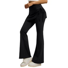 ECUPPER 여성 하이웨스트 투인원 플레어 치마 부츠컷 레깅스