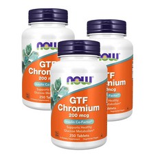 나우푸드 GTF 크롬 200mcg NOW GTF Chromium, 250정, 3개
