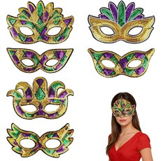 푸카이수 12pcs 마디 그라 마스크 벌크 카니발 가면 장식과 스팽글 및 실크 리본이 포함된 6가지 스타일의 가짜 깃털 여성 남성 페스티벌 볼 할로윈 코스튬 파티 추천