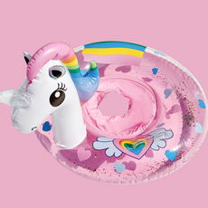 【台灣出貨】【BB&C】兒童造型泳圈 造型泳圈 夏天玩具 卡通泳圈 坐式泳圈 飛機泳圈 兒童泳圈 嬰兒泳圈, 1個, 粉色愛心獨角獸款式, 粉色愛心獨角獸庫兜圈(1-4歲)