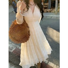 빛나는 판다 임부복 긴팔 원피스 스커트 프렌치 롱 티쉬 소탈한 디자인 봄