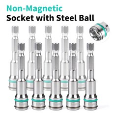 10PCS 8mm 비자성 임팩트 소켓 1/4 드릴 비트 헥스 어댑터셀프 드릴링 텍 나사용 스틸 볼이 있는 셀프 태핑 나사, [01] 옵션1
