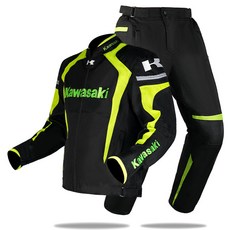 颶風騎士 越野機車防摔防護騎行服 賽車褲套裝, 黑綠色,XXL