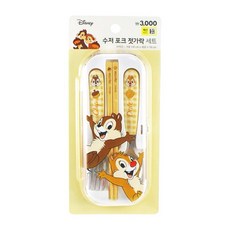 韓國大創 奇奇蒂蒂 餐具組 正版授權 可愛卡通 便攜餐具, 綠色, 叉子/湯匙/筷子, 1個
