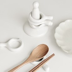 TGL 화이트링 수저받침 +거치대 세트, 1세트, 화이트