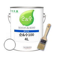 노루페인트 순앤수100 플러스 친환경 수성페인트 4리터 무광 내부용, 화이트-흰색, 1개, 4L