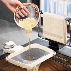 스카이미너리즈 탈부착 흡착식 싱크대 음식물 거치대+거름망 50p, 1개, 크림*거름망 50p