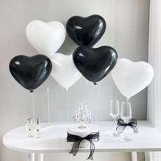 파티앤온 하트 풍선 생일파티 일자형 스탠드 세트, 화이트4p+블랙4p