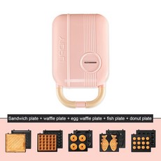 전동 샌드위치 메이커 와플 토스터 베이커 아침 식사 타코야키 팬케이크 650W 220V, 10 pink with 5 plate_01 미국