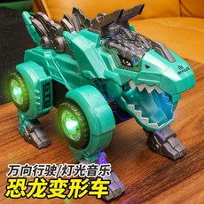 變形恐龍 聲光萬向行走玩具, 1個, 變形恐龍戰車  綠  普通電池*3粒