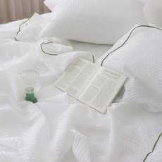 코프코프 컬러라인 시어서커 홑이불 슈퍼싱글 퀸 킹 라지킹, 그린라인