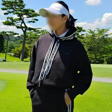 그레힙 여성 골프 티셔츠 고급 네오플랜 레터링 리본 후드 긴팔 맨투맨 가을