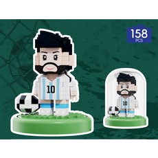 월드컵 축구 트로피 축구 스타 블록 모델 조립 장식 수집용, 축구 소년 158피스 [방진 커버 포함]