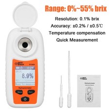 당도측정기 농도측정 가정용 당분 LCD 디지털 굴절계 Brix 미터 설탕 함량 측정기 과일 주스 음료 와인 맥주 055% 범위, 0-55