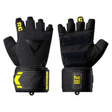 ROTATEGEAR 運動健身手套 帶護腕 重訓 擼鐵 單槓 引體向上, 旗艦款黑黃色（2025升級款）,S（掌寬6.2cm-7.2cm), 1個